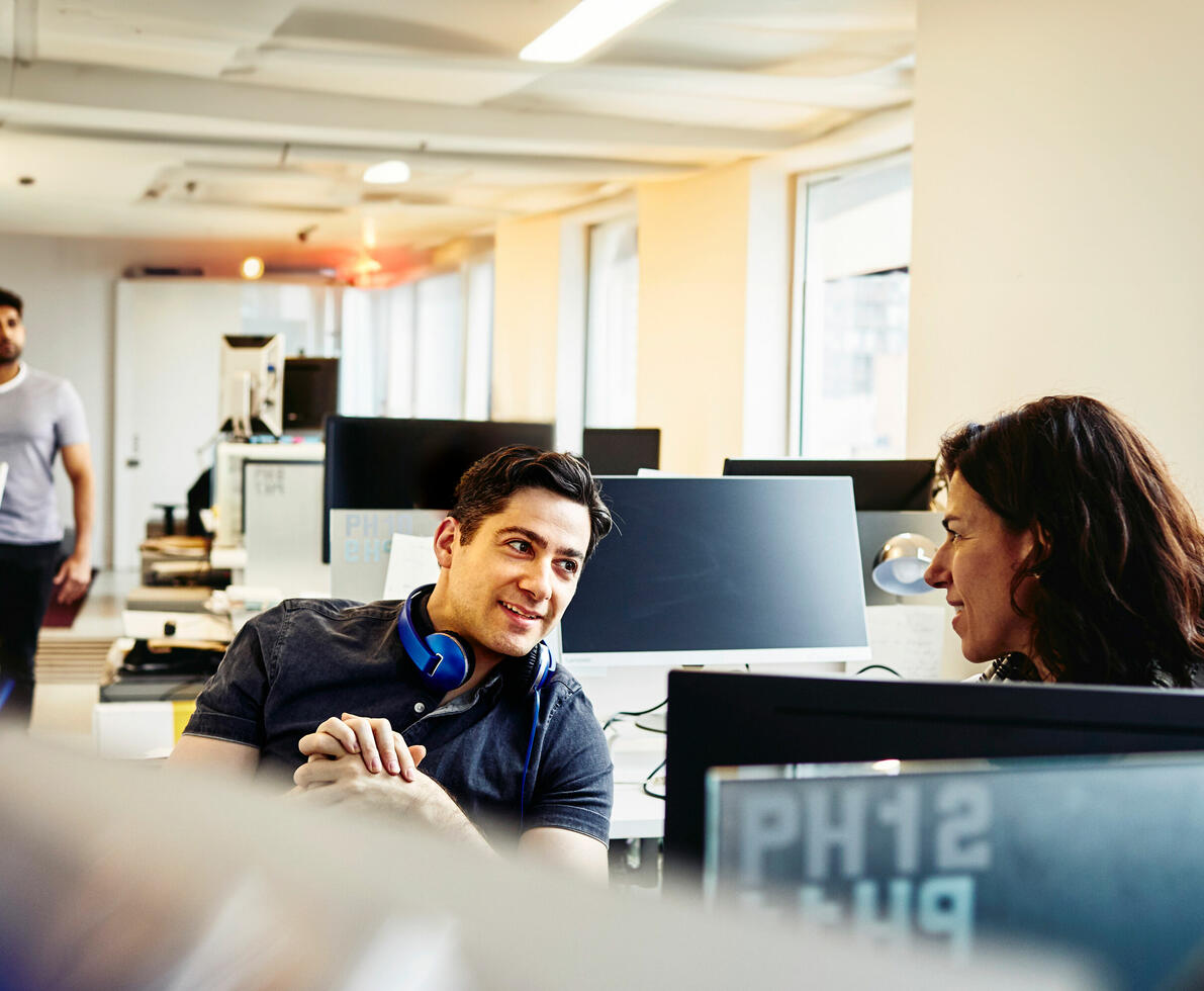 Two people in conversation